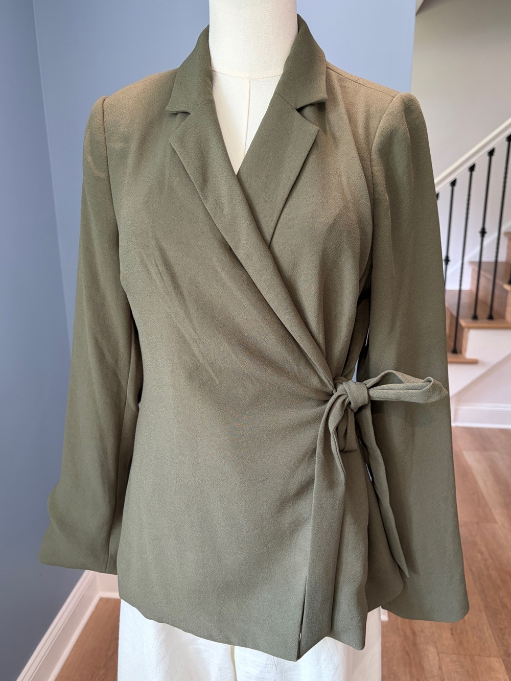 SPANX Olive Wrap Blazer Jacket Tie Waist Long Sleeve Size Small NWT